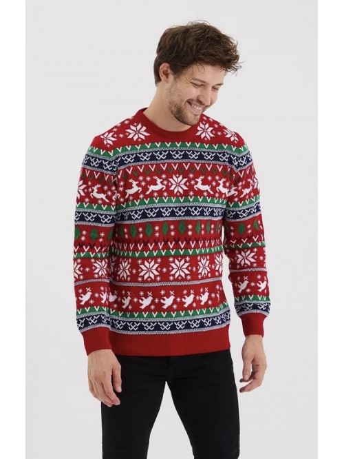 Unisex Christmas Knitwear- With drawn deer