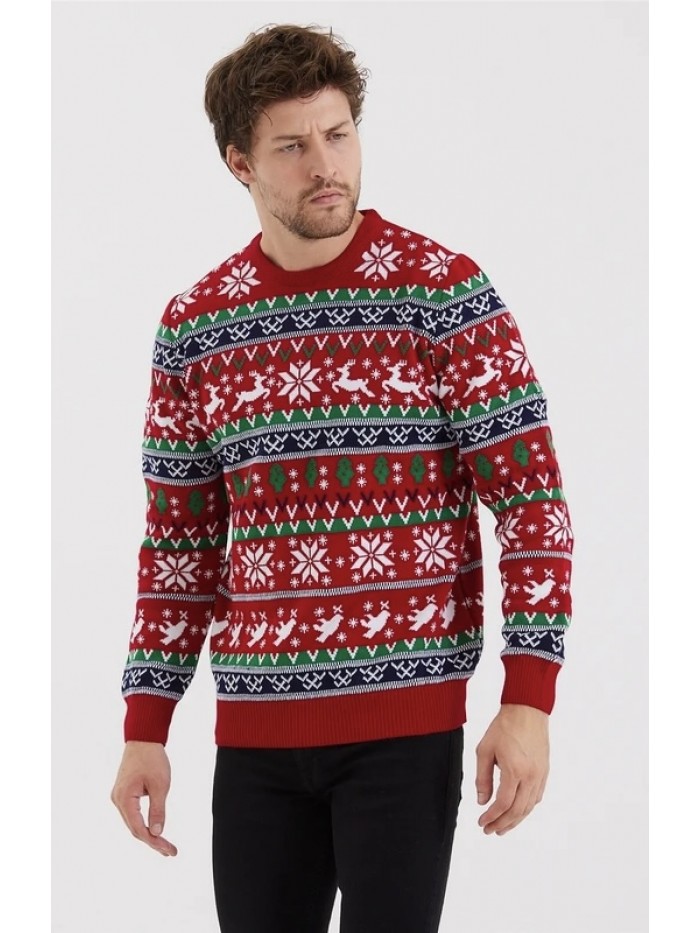 Unisex Christmas Knitwear- With drawn deer