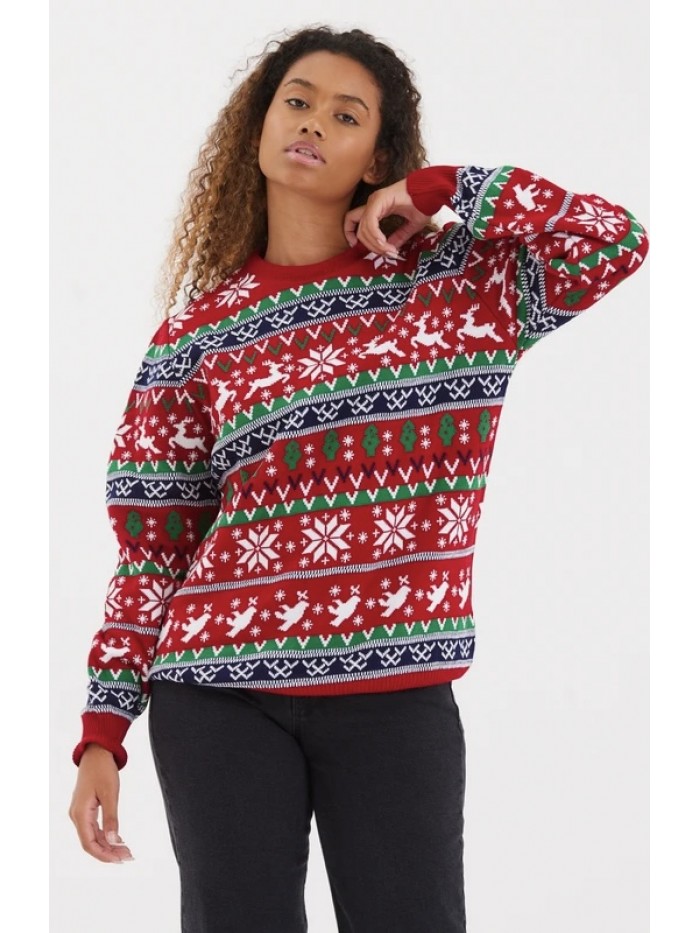 Unisex Christmas Knitwear- With drawn deer