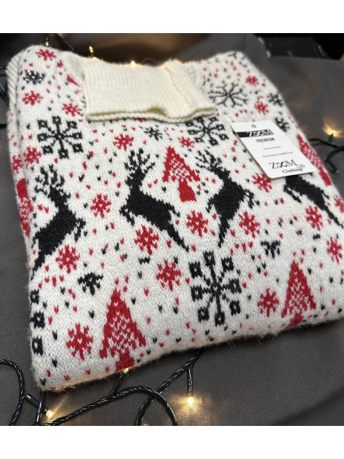 Christmas Knitwear- With Drawn Deer-White