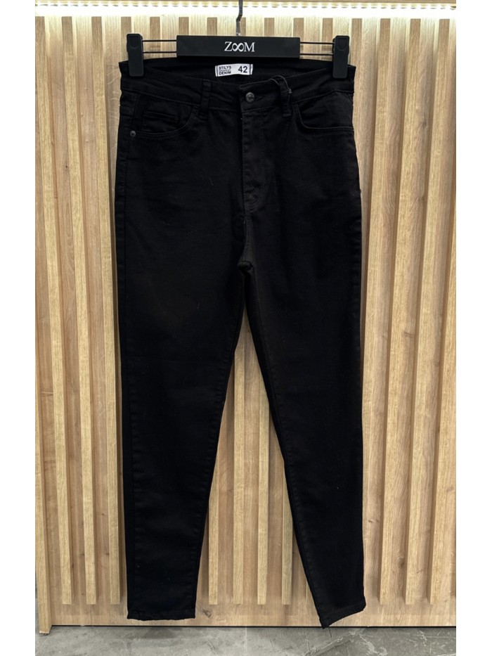 Elastane Big Size Jeans-BLACK