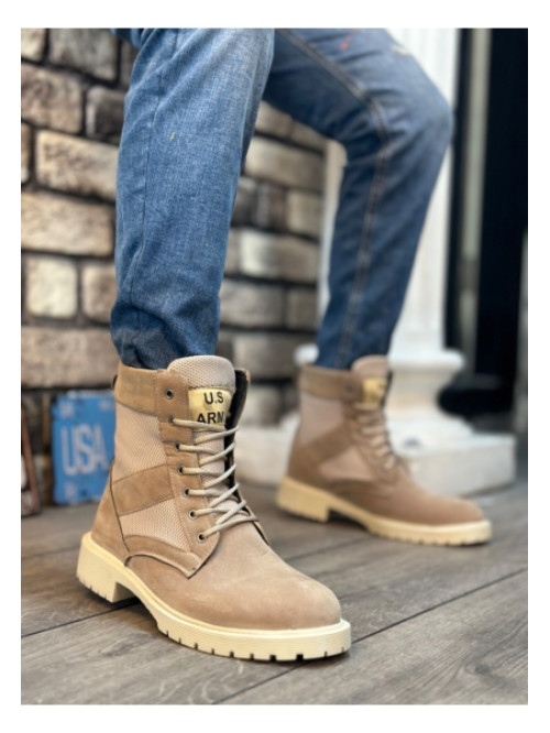 BA0087 U.S. Army Beige Lace-Up Men's Sports Suede ...