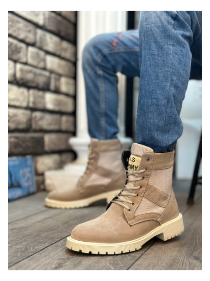 BA0087 U.S. Army Beige Lace-Up Men's Sports Suede Boots