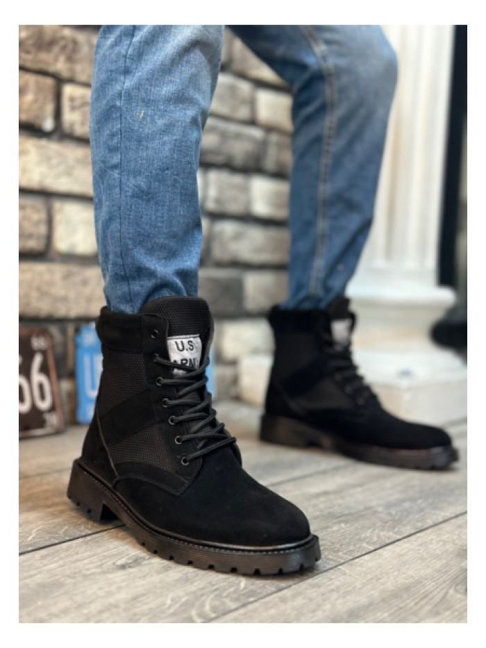 BOAT U.S. Army Black Lace-Up Men's Sports Suede Boots