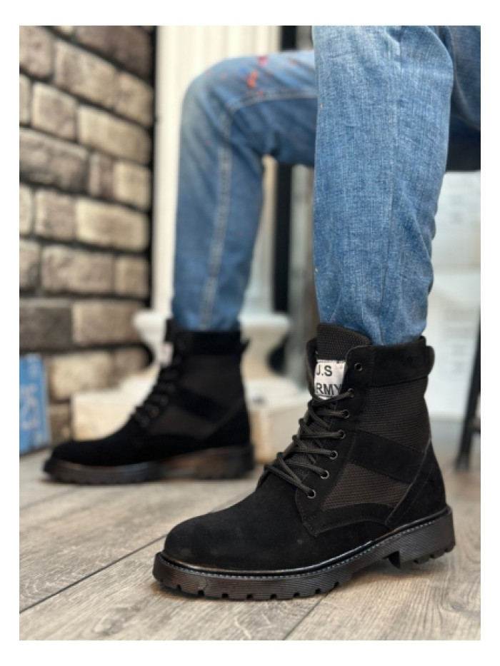 BOAT U.S. Army Black Lace-Up Men's Sports Suede Boots