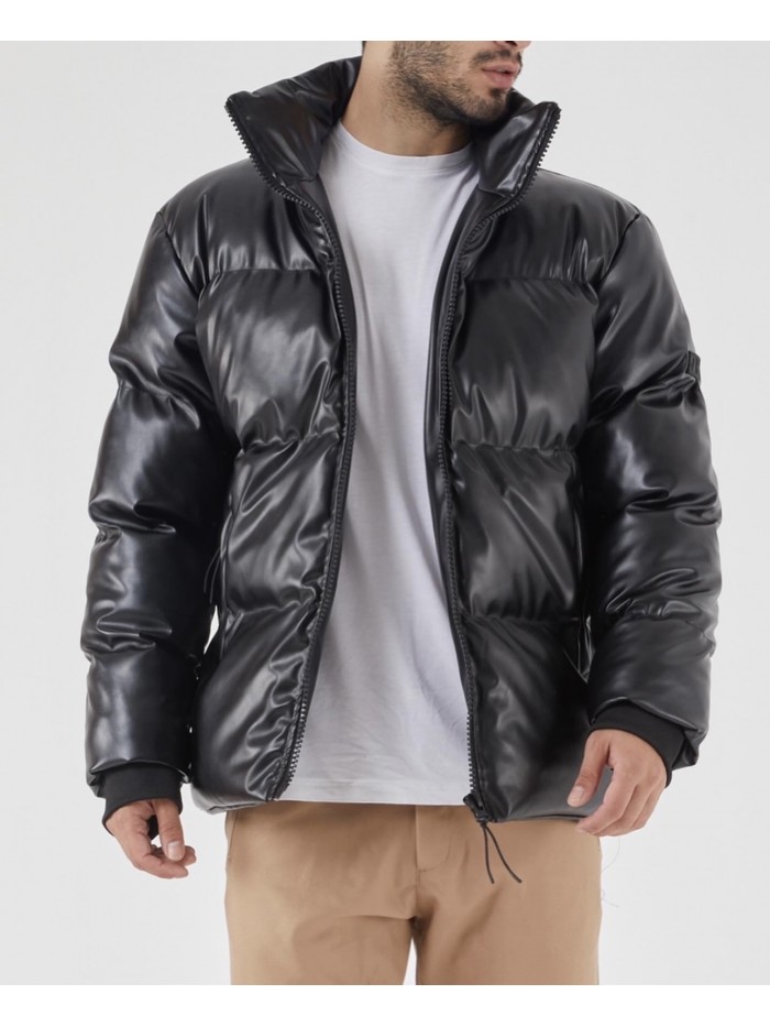 Leather Jacket Bomber - Oversized- Black