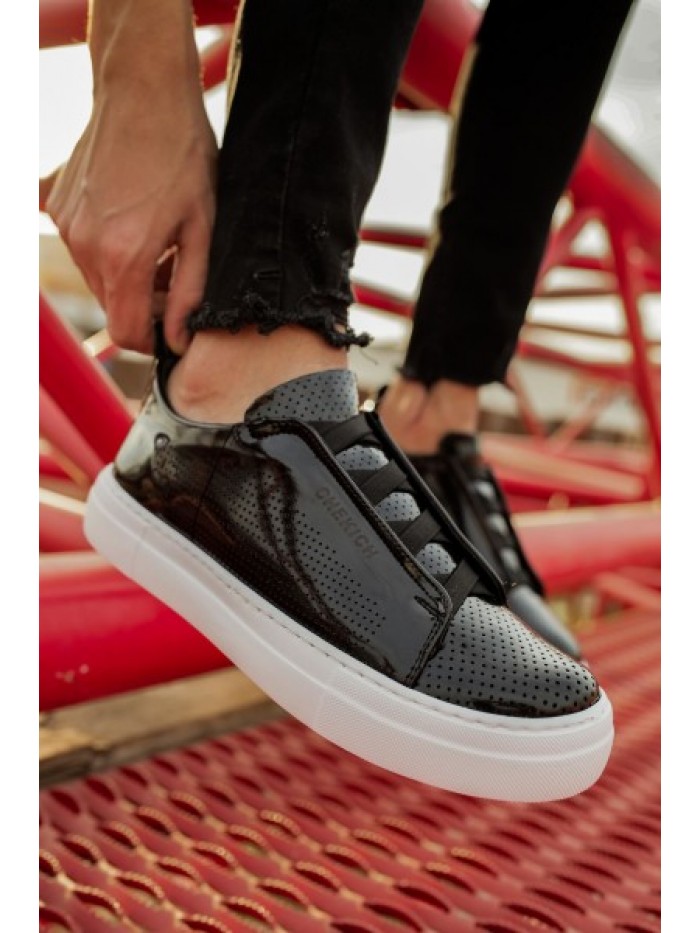 Chekich CH011 Patent Leather BT Black Men Sneakers