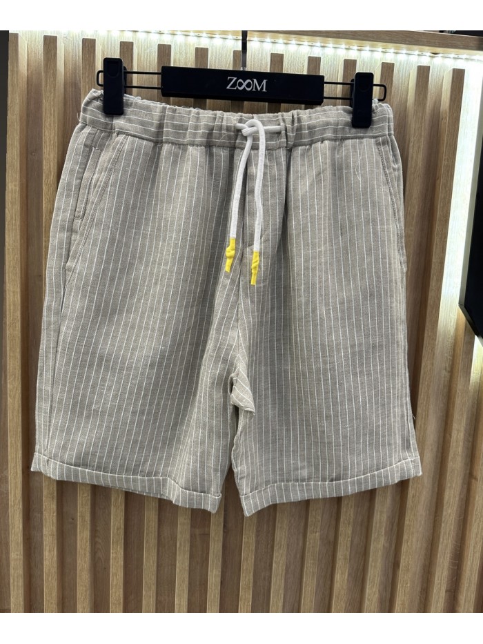 Short Pants With Stripes- Beige