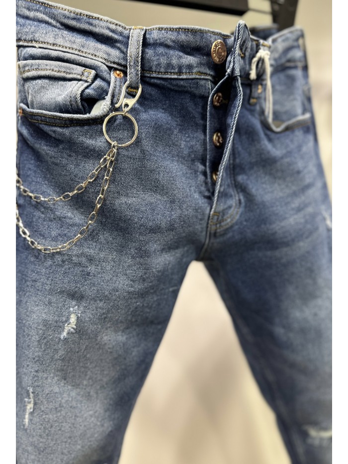 2Y Premium Skinny Fit Slim Jean With Chain