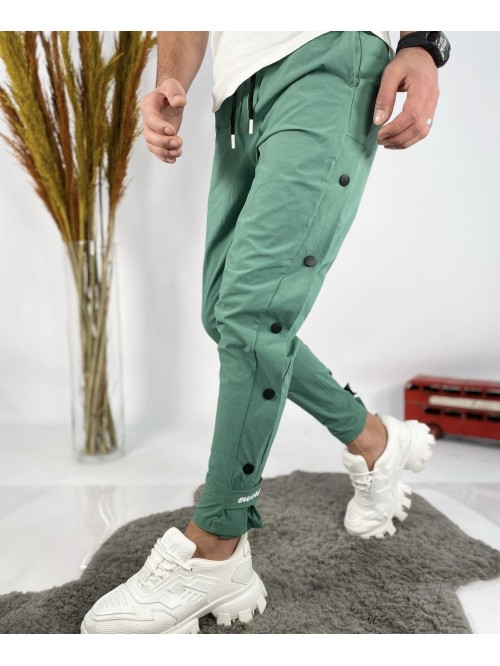 Buttoned Parachute Pants - GREEN