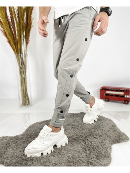 Buttoned Parachute Pants - GREY