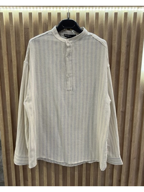 Linen Shirt With Grey Stripes