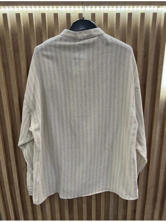 Linen Shirt With Grey Stripes