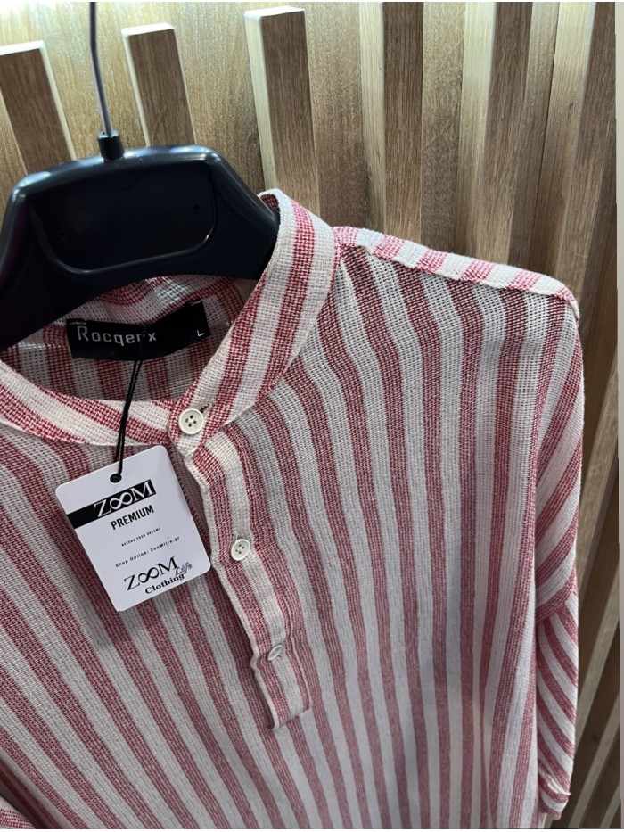 Linen Shirt With Red Stripes