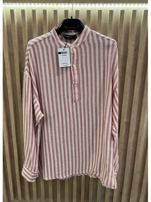 Linen Shirt With Red Stripes