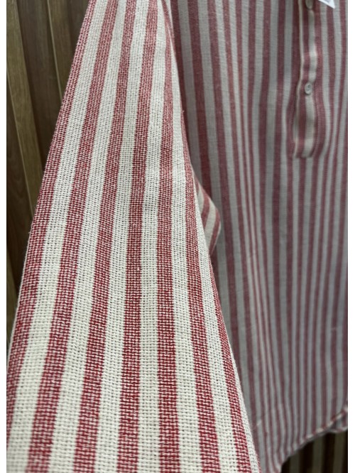 Linen Shirt With Red Stripes