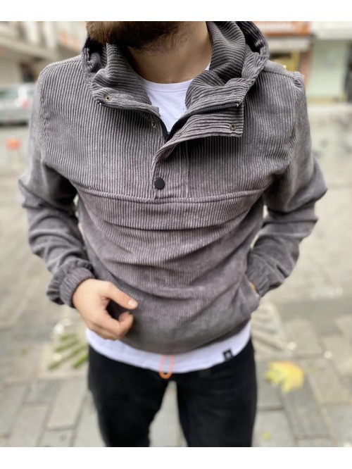 Jacket Hoodie Velvet - Grey