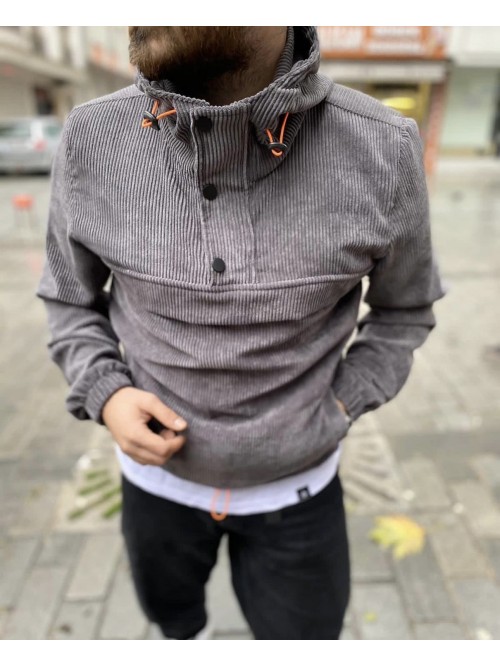 Jacket Hoodie Velvet - Grey