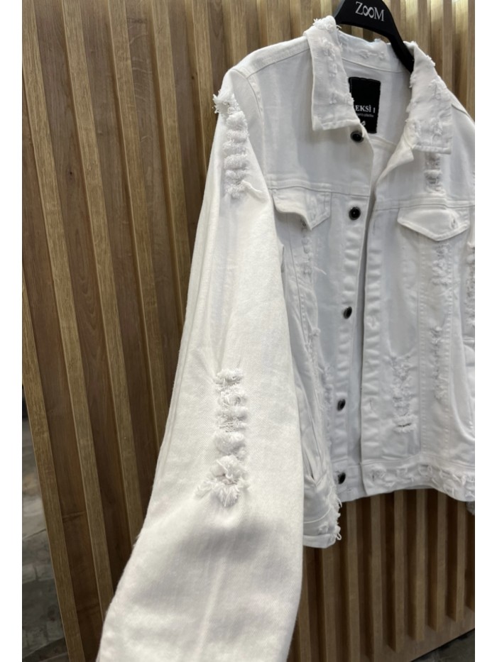 Denim Jacket - WHITE