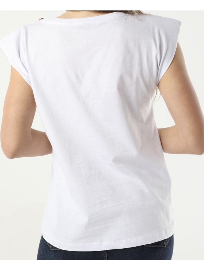 Padded Shoulder T-Shirt - White