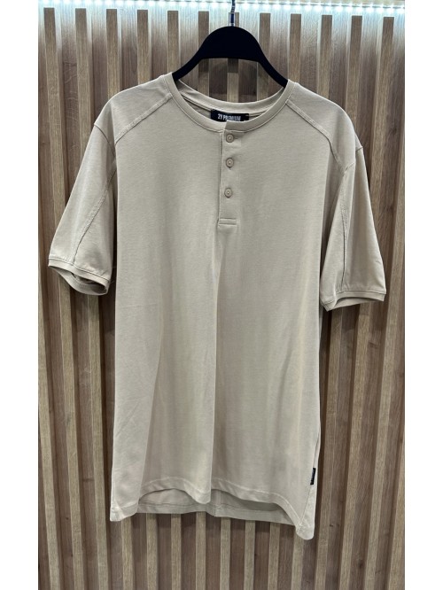 T-Shirt Basic Buttoned - Beige