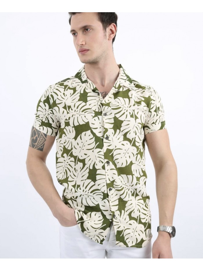 Hawaii Shirt - Green&Beige