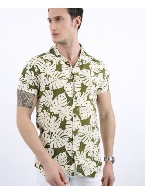 Hawaii Shirt - Green&Beige