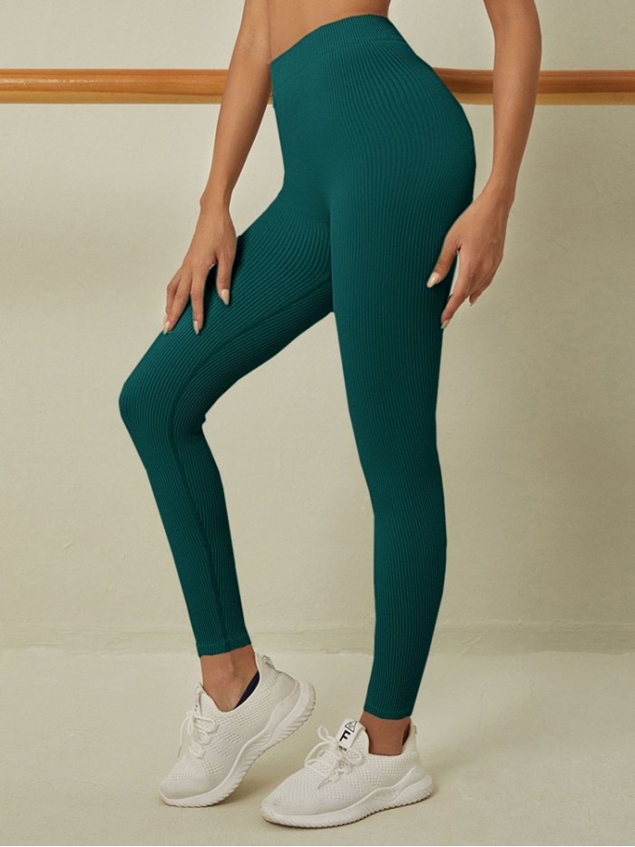 Leggings Ribbed-Dark Green