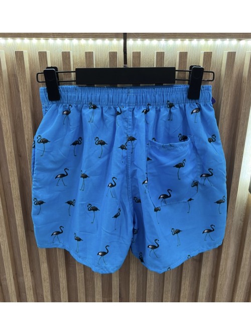 Swim Trunk with Flamingo- Light Blue