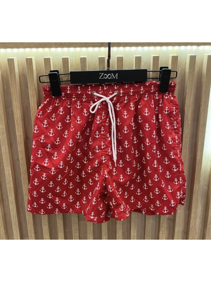 Swim Trunk with Anchor - Red